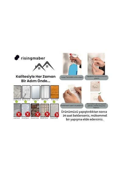 Risingmaber 10 Adet Ultra Güçlü Yapışkanlı Kanca, Şeffaf Yapışkanlı Mutfak Banyo Askısı, Mt114 Diğer