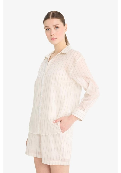 Defacto Oversize Geniş Kalıp Çizgili Modal Uzun Kollu Gömlek F0914ax25smbg284 Bej Defacto Oversize Geniş Kalıp Çizgili Modal Uzun Kollu Gömlek F0914ax25smbg284 Bej