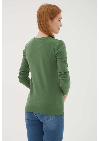 Fashion Friends Kadın U Yaka Kazak 25k0779k1 Yeşil