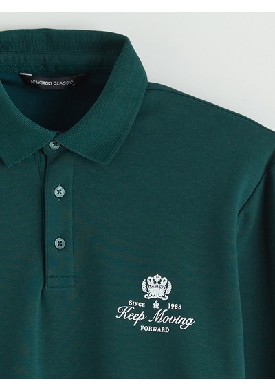 Lcwaıkıkı Classic Yeşil Polo Yaka Baskılı Erkek Sweatshirt