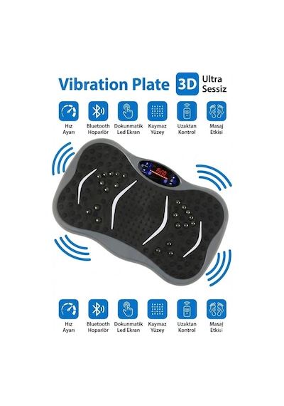 3d 5 Programlı Titreşimli Spor Kondisyon Fitness Egzersiz Aleti Vipration Plate - Gri