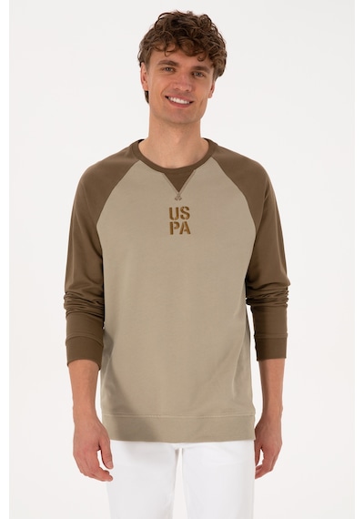 U.S. Polo Assn. Erkek Bisiklet Yaka Regular Fit Haki İnce Sweatshirt 50315420-VR027
