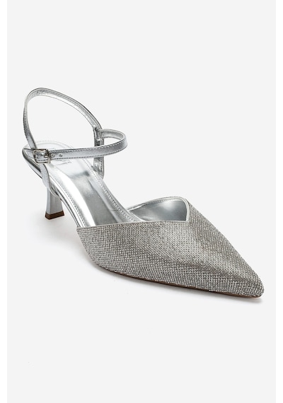 Luvi Shoes Nıvora Gümüş Taşlı Kadın İnce Topuklu Abiye Ayakkabı