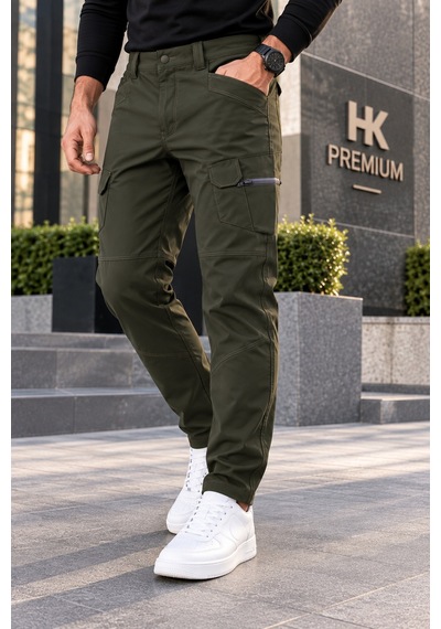 Hk Premium Erkek Haki Softshell Su Geçirmez Taktik Kargo Pantolon Moto Kurye & Outdoor