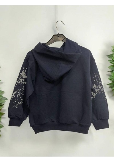 Nk Kids Erkek Çocuk Pamuklu Orta Kalınlıkta Kapüşonlu Sweatshirt-15449 Lacivert