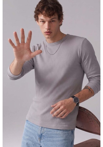 Barrels And Oıl Erkek Bisiklet Yaka İnterlok Sweatshirt - Açık Gri Açık Gri