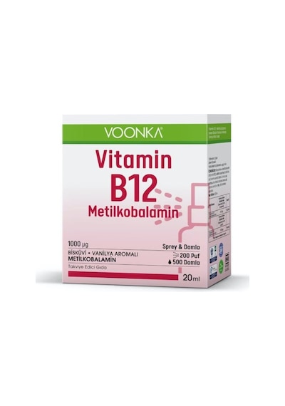 Voonka Vitamin B12 Metilkobalamin Sprey-Damla 20 Ml