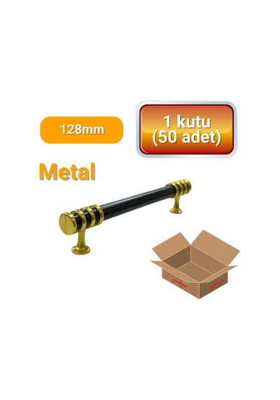 50 Adet Halka Boru Altın Siyah Metal Mobilya Kulpu 128mm Siyah - Altın