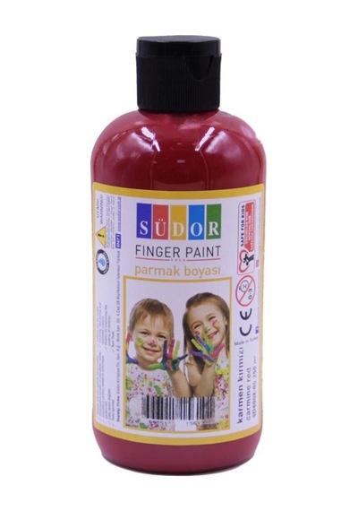 Parmak Boyası 250 Gr 1 Adet Çocuklar İçin Yıkanabilir Parmak Boya Südor Okul Hobi Kreş Etkinlik Kırmızı