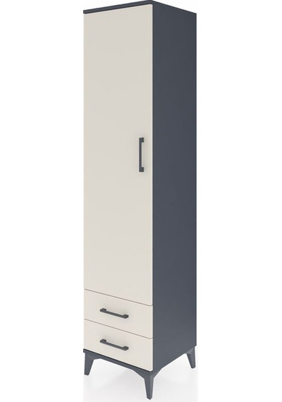 Hyperion Dolap 3 Raflı 2 Çekmeceli Tek Askılı 44x44x195 Antrasit-aytaşı Antrasit