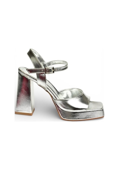 Fox Shoes Y246055009 Gümüş Kalın Platform Topuklu Abiye Ayakkabı Gümüş