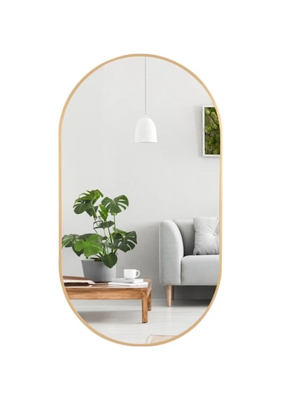 Model Alfa Dekoratif Ayna Duvar Aynası Konsol Aynası Mdf Elips Ayna 90 X 50 Gold