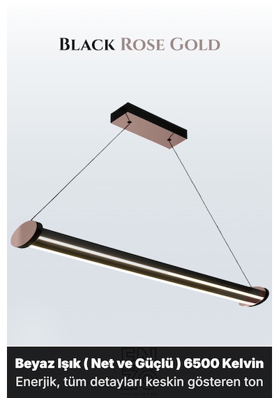 Mira Rose Gold Lineer Led Sarkıt Avize Kumandalı Dim Edilebilir Aşağı Işık Beyaz Işık
