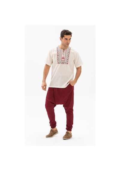 Kısa Kol Şile Bezi Bisiklet Yaka Bahriyeli Erkek T-Shirt Krem Krm