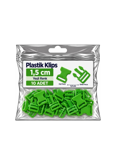 Paracord Aksesuar Paracord Bileklik Plastik Klips 1,5 Cm Yeşil 10 Adet