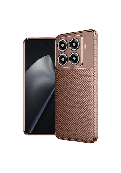Xiaomi 15t Pro Kılıf Focus Carbon Silikon Kapak Kahverengi