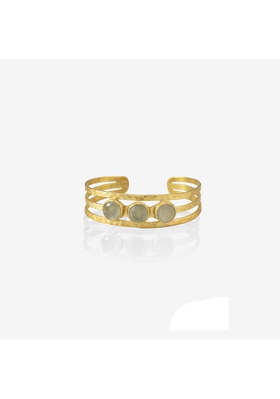 Kadir Jewellery 22 Ayar Altın Kaplama El İşçiliği Zirkon Taşlı Kadın Kaburga Bilezik Beyaz