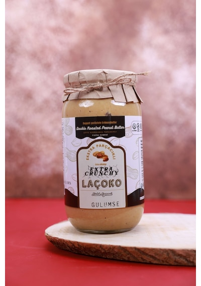 Laçoko Kişiye Özel Şekersiz Saf Katkısız Fıstık Ezmesi Glutensiz Vegan Doğal Çifte Kavrulmuş Parçacıklı Extra Crunchy Yer Fıstığı Ezmesi 1 KG