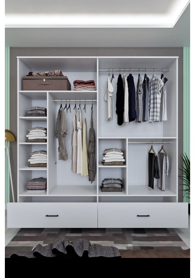 Ases Mobilya Ases Ela127 Modern 4 Kapaklı 2 Çekmeceli Geniş Gardırop Giysi Dolabı Beyaz Beyaz Ases Mobilya Ases Ela127 Modern 4 Kapaklı 2 Çekmeceli Geniş Gardırop Giysi Dolabı Beyaz Beyaz