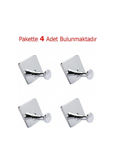 Thincal Kendinden Yapışkanlı Askılık Tekli Krom 4 Lü Paket Krom