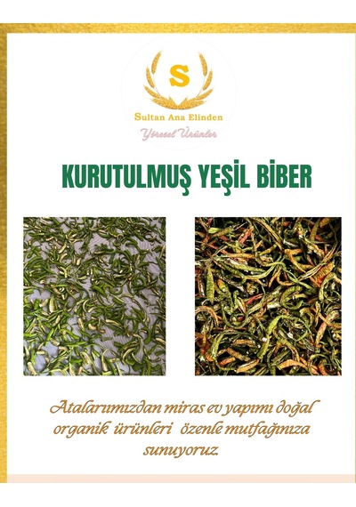 Sultan Ana Elinden Kurutulmuş Yeşil Biber 100 G