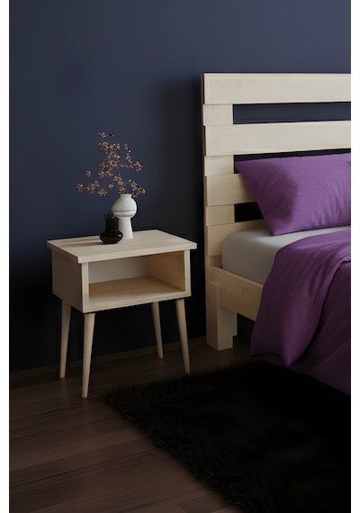 Renazzo Urban Masif Ahşap Karyola Ve 2 Adet Komodin Natürel 140x200 Natürel - 140 X 200