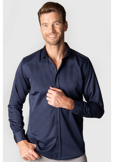 Tudors Modern Slim Fit Dar Kesim Düz Erkek Gömlek-24098 Lacivert