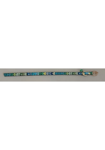 Mavi Kilim Desen Derili 1 CM Zilli Tasma