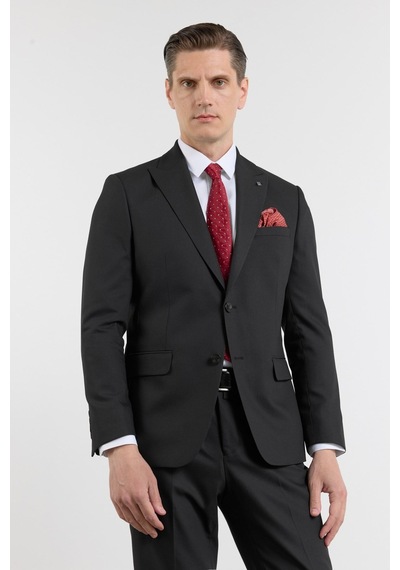 İmza Siyah Kırlangıç Yaka 6 Drop Slim Fit Tam Astar Esnek Takım Elbise 1001260158
