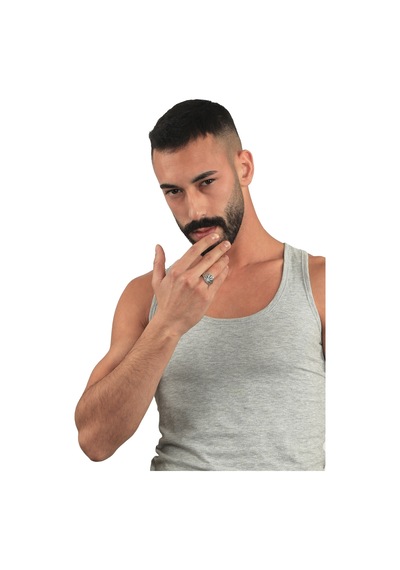 Erkek Antik Gümüş Kaplama Ayarlanabilir Yaprak Yüzük Gümüş