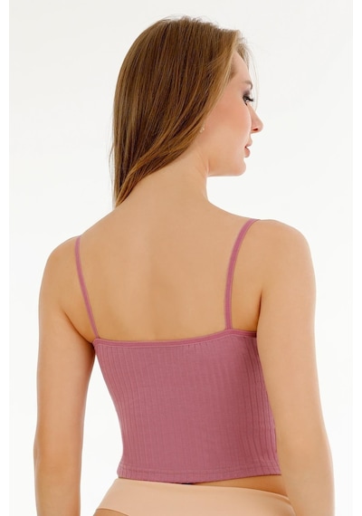 Sensu Kadın Fitilli Kumaş İp Askılı Crop Büstiyer - Bst3022 -koyupembe Koyu Pembe