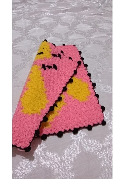 Kare Büyük Arı Desenli Banyo Lifi Pembe - Sarı