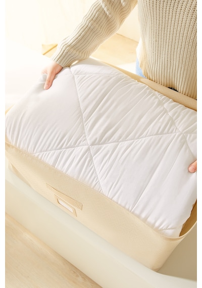 Ocean Home Textile Büyük Boy Bej Balıksırtı Baza Altı Hurç 62 x 46 x 22 cm