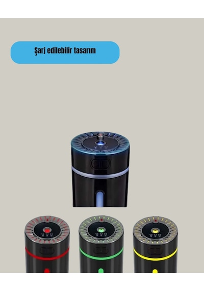 Hubrendy Tekno Usb Aromaterapi Difüzör Ultrasonik Hava Nemlendirici Led Gece Lambalı