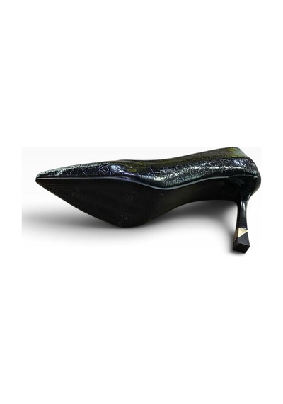 By Doğanrenas Kadın İnce Topuk Çatlak Rugan Suni Deri Stiletto Siyah - 942587474 Siyah