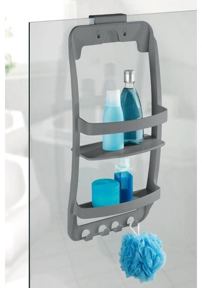 Plastik Banyo Rafı Gri Siyah