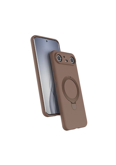 Tecno Spark Slim 5g Kılıf Darbe Emici Kamera Korumalı Halkalı Dikey Standlı Pürüzsüz M-safe Uyumlu Kapak Desert Gold