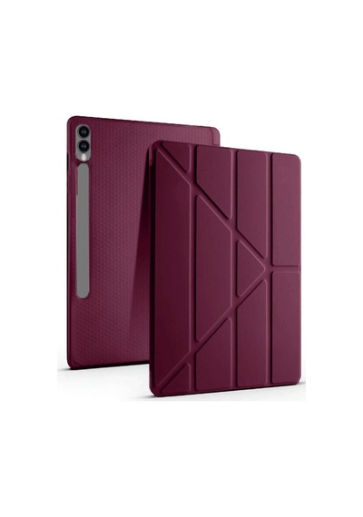 Galaxy  Uyumlu  X610 Tab S9 Fe Plus 12.4 Kılıf Kalemlikli Mars Tablet Kılıfı - Mürdüm Arka Kapak