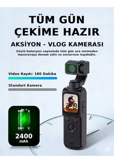 Qstar 4k Profesyonel Vlog Kamerası Pembe 330 Döner Lensli Dijital Video Kamera Yüksek Stabilizasyon