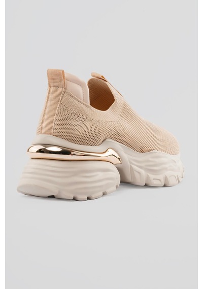 Mubiano Kadın Sneaker Kalın Taban Slip On Spor Ayakkabı Aurex Bej Bej