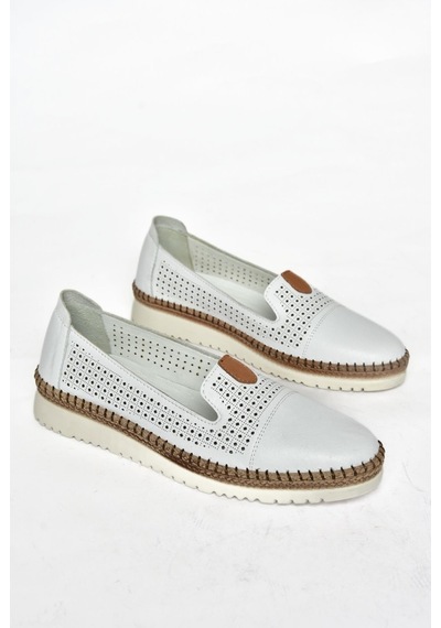 Fox Shoes P555500103 Beyaz Hakiki Deri Kadın Ayakkabı 001