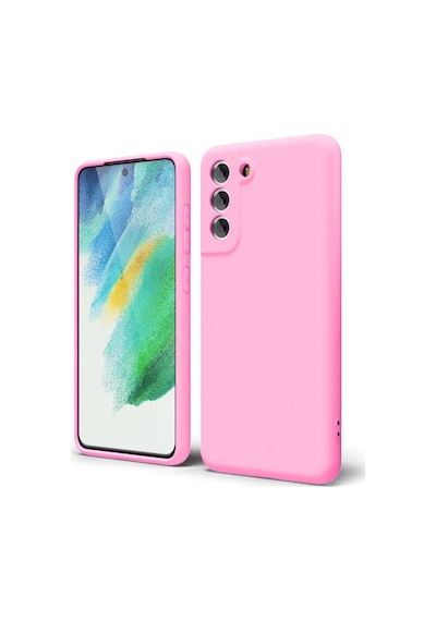 Samsung Galaxy S21 Fe Uyumlu Silikon Kılıf - Pastel Tonu Kamera Korumalı Esnek Kapak - Pembe Pembe