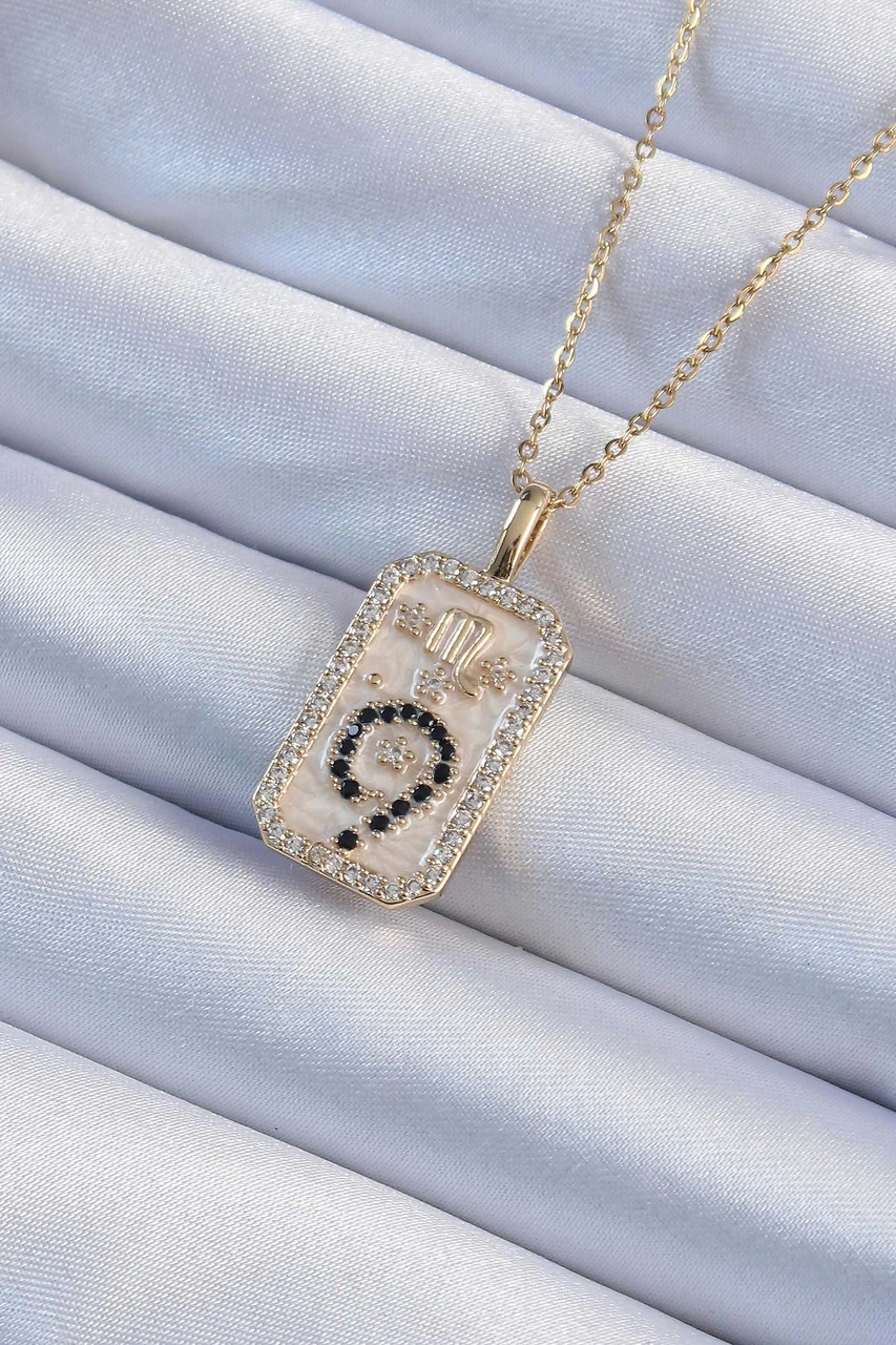 316l Çelik Zincir Altın Renk Zirkon Taşlı Minimal Papatya Figürlü Tarot Kolye
