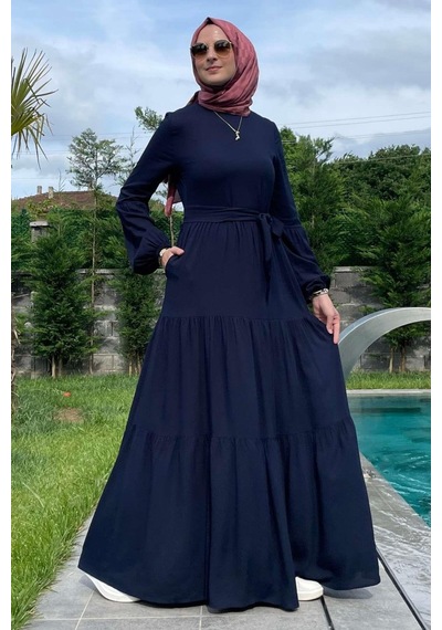 Rabia Şamlı Asil Lacivert Elbise Normal