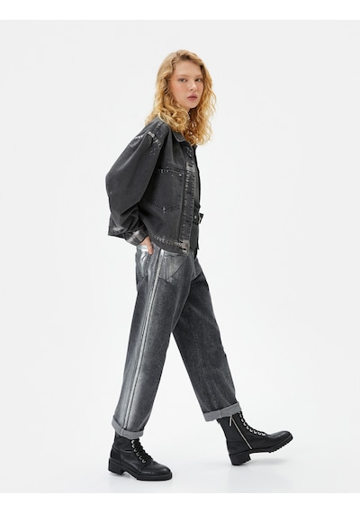 Koton Parlak Varak Baskılı Straight Jean Kot Pantolon Katlamalı Düz Paça - Eve Jean Siyah 4wal40406md Siyah Koton Parlak Varak Baskılı Straight Jean Kot Pantolon Katlamalı Düz Paça - Eve Jean Siyah 4wal40406md Siyah