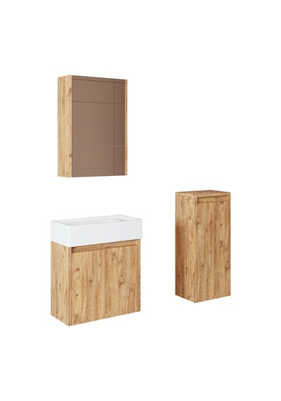 Roomart Ayaksız Tek Kapaklı Lavabolu 50 Cm Banyo Dolabı-aynalı Üs Atlantikçam