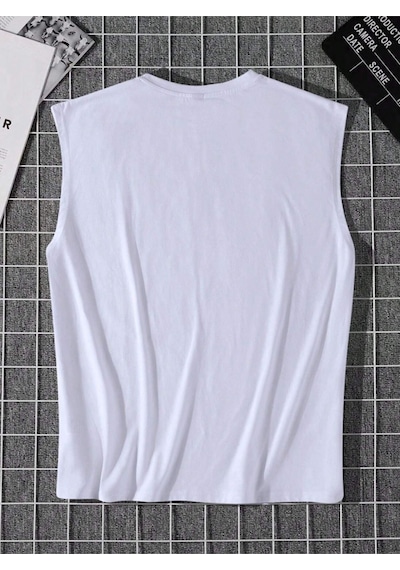 Altamira Erkek Beyaz California 91 Baskılı Kolsuz T-shirt 001