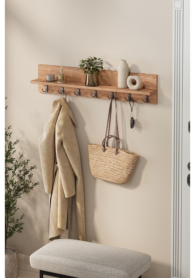 Bofigo Portmanto Duvar Askılığı Elbise Askılığı Yıldız Çam 91 Cm Çam