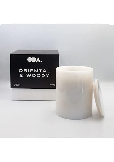 No: 5 Mermer Mum Oryantal Ve Odunsu Kokulu Tasarım Dekoratif Mermer Soya Mumu - 220gr Beyaz Genel