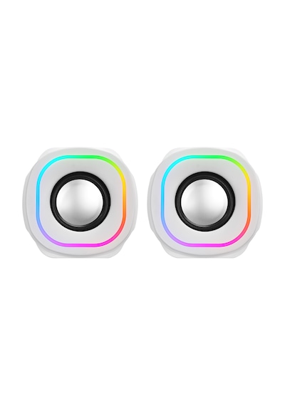 Mikado Md-180 2.0 3w 2 Beyaz Rgb Aydınlatmalı Usb + 3.5mm Usb 5v Speaker Hoparlör